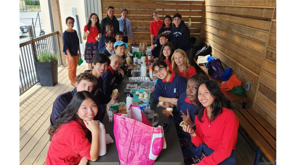 14 Hawthorn School for Girls students with 7 Crescent School students and their teachers on the deck at Hawthorn