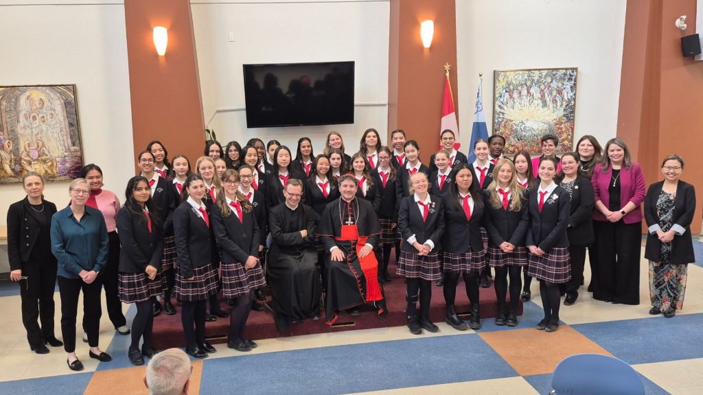 Cardinal Leo with Upper School students of Hawthorn School for Girls
