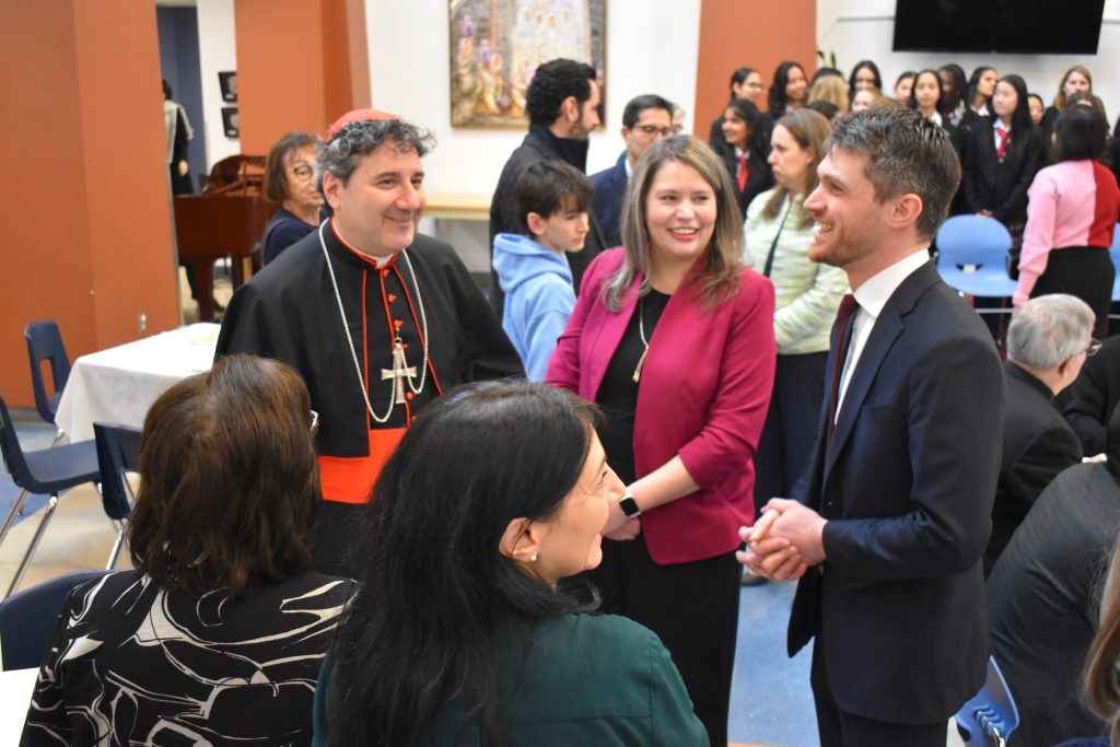Families of Hawthorn School for Girls greet the Cardinal